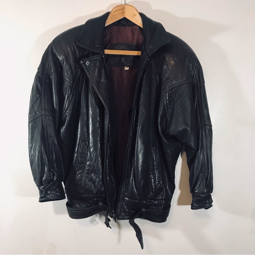Vintage 90s distressed leather jacket - Picture 4 of 9